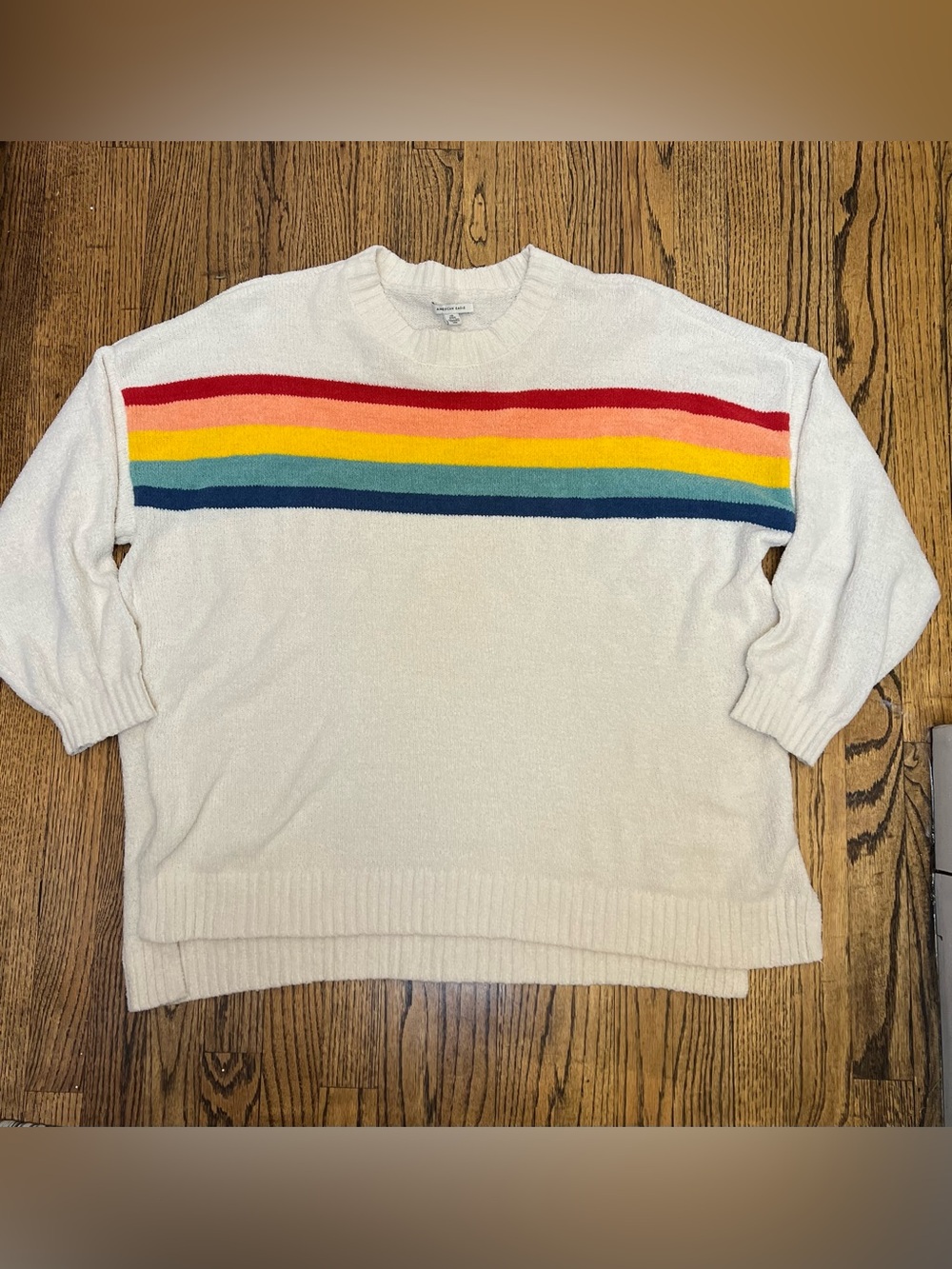 American Eagle Size Large / XL Knit Lightweight Sweater Rainbow Comfy Cozy